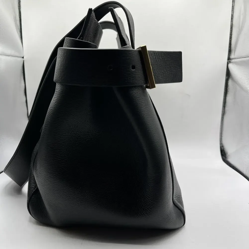 All Saints Women's Black Tote Bag Gold Hardware PEREZ LEATHER SHOULDER BAG NWT